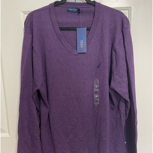 NWT Nautica Men’s V-Neck Sweater, Eggplant Purple, XL